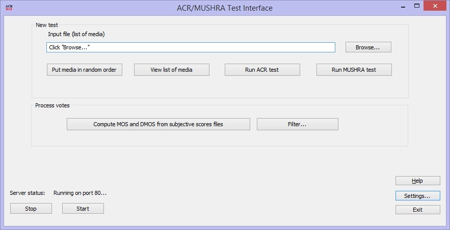 Screenshot of ACR MUSHRA Test Interface #1
